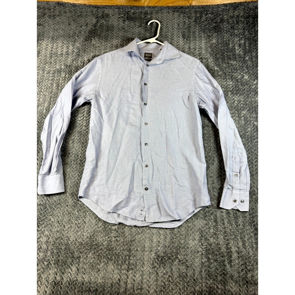 Armani Collezioni Shirt Mens Blue Long Sleeve Classic Travel Slim Fit Button Up‎